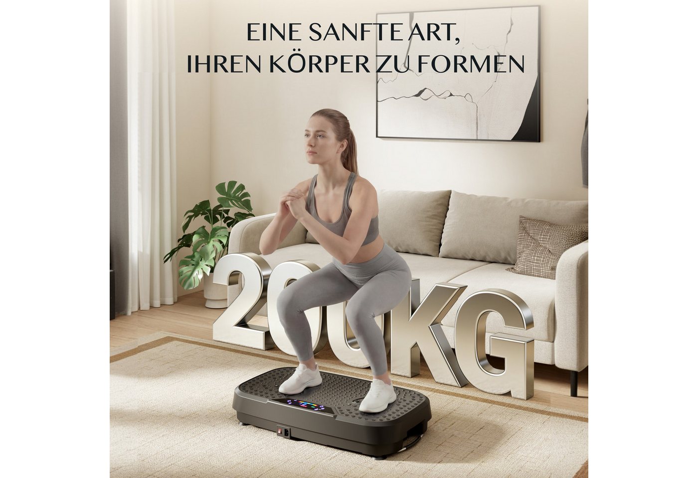 FLEXISPOT Vibrationsplatte Fitness-Vibrationsgerät mit Widerstandsbändern für Ganzkörpertraining, 150 W, 120 Intensitätsstufen, 4 Modi, 120kg Belastbar,inkl. 2 Widerstandsbänder, 1 Fernbedienung Bild 4