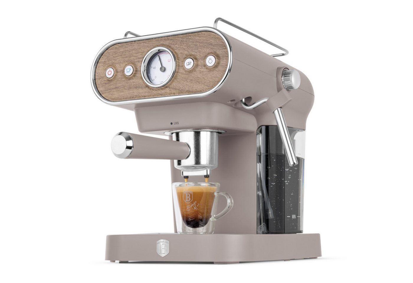 BerlingerHaus Siebträgermaschine BH 9856, 20 Bar, für Kaffeepulver, Kapseln & ESE-Pads, Milchaufschäumer Bild 2