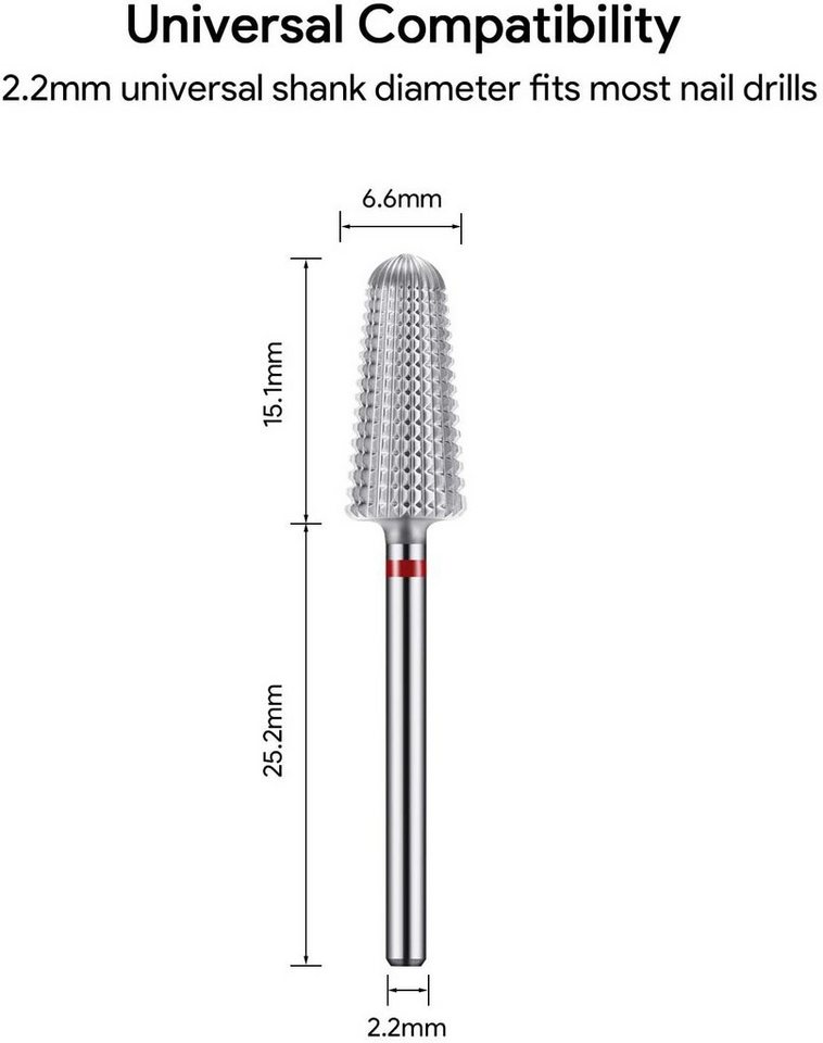 JCMaster Maniküre-Pediküre-Set, Nagelfräser Hartmetall Aufsatz Bit 2,35mm Bild 5