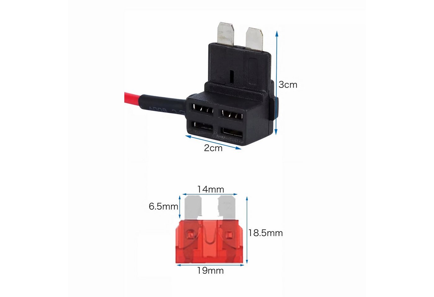 Bolwins L53 Strom Dieb Abgreifer Verteiler Sicherung Adapter Kabel Verstärker Stromkabel, ATO Flachsicherungsstecker, Standard Sicherungskasten Anschluss, Sicherungshalter mit Abzweig, Steckverteiler Adapter (15 cm), Einfache Spannungsabnahme, sichere Verbindung Bild 5