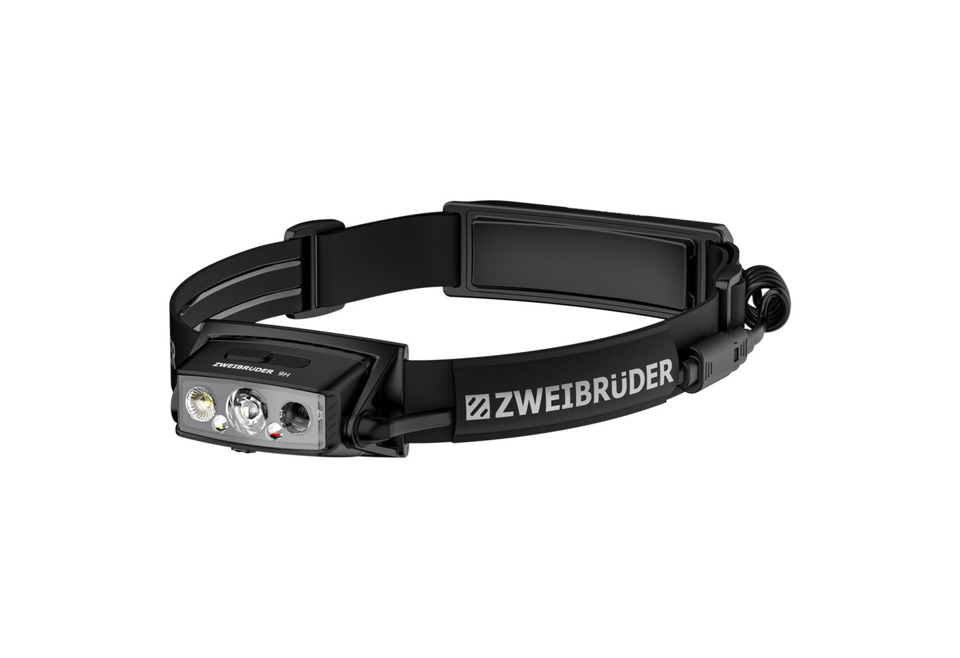 Zweibrüder LED Stirnlampe ZB9H, Focus-Function aufladbar / USB-C Aluminium Rotlicht + Rücklicht (rot)