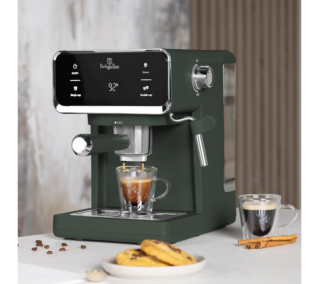 BerlingerHaus Siebträgermaschine BH 9850, 20 Bar, Touch-Display, Milchaufschäumer, für Kaffee, Pads & Kapseln Bild 2