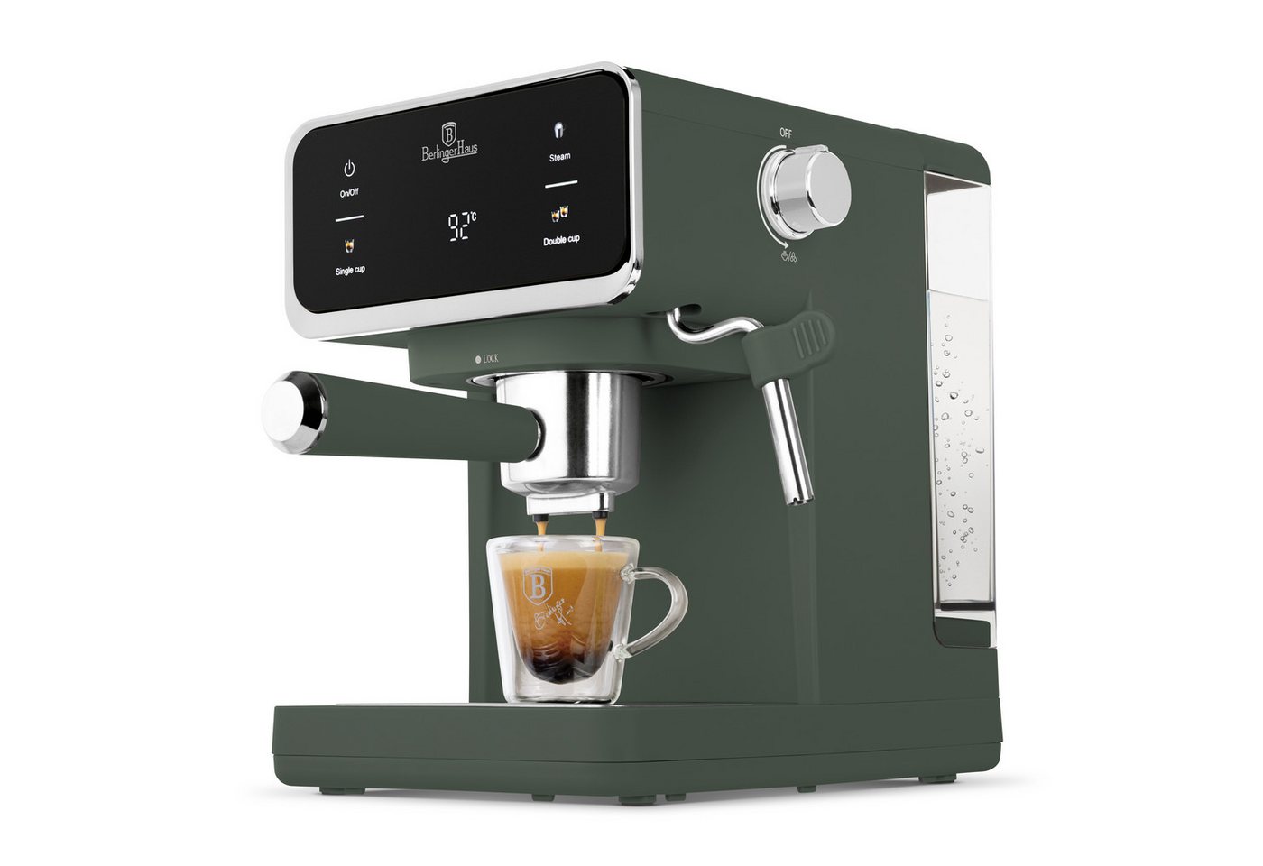 BerlingerHaus Siebträgermaschine BH 9850, 20 Bar, Touch-Display, Milchaufschäumer, für Kaffee, Pads & Kapseln Bild 4