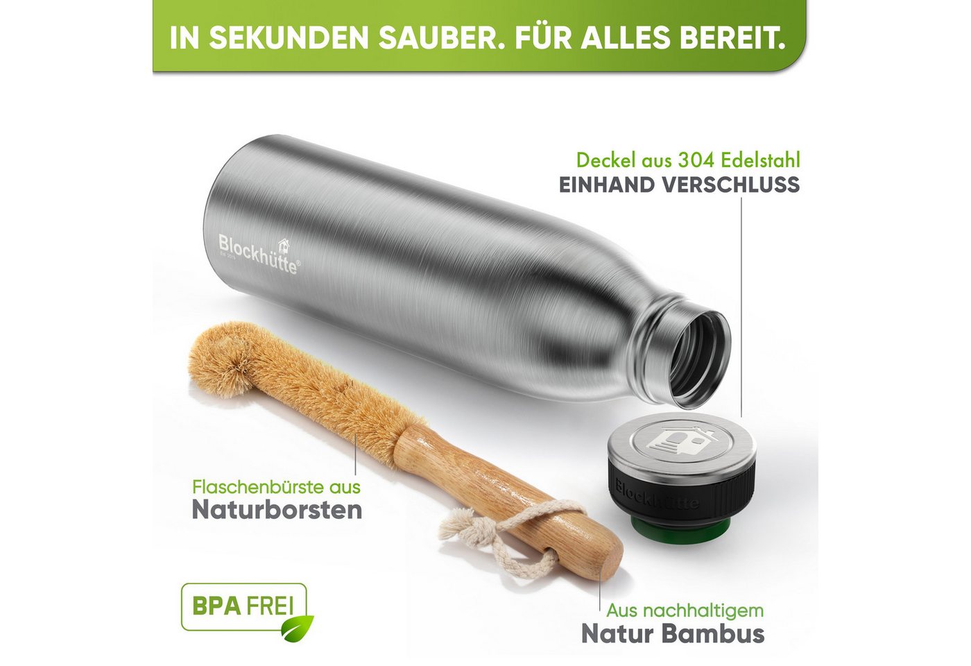 Blockhütte Isolierflasche, Auslaufsicher, 13 Stunden heiß, 25 Stunden kalt