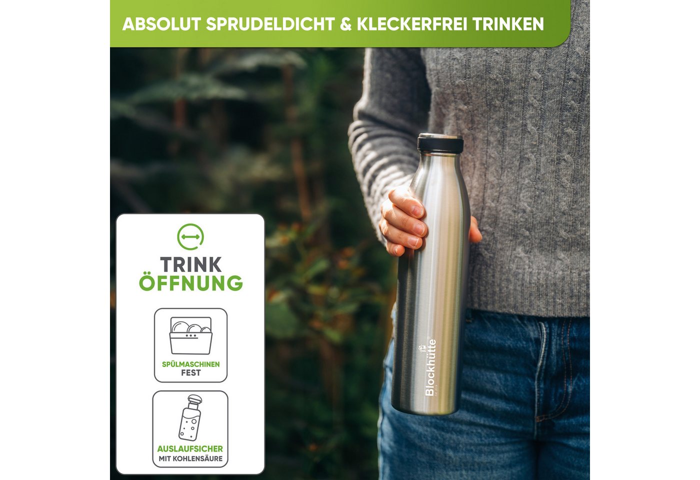 Blockhütte Isolierflasche, Auslaufsicher, 13 Stunden heiß, 25 Stunden kalt Bild 3