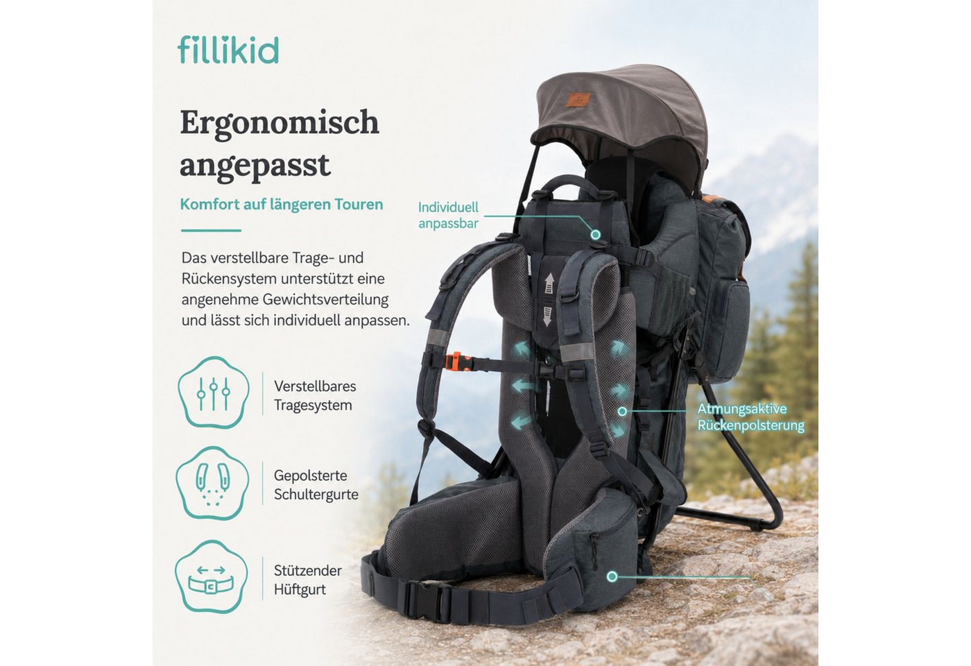 Fillikid Bauchtrage Rückentrage Premium Exclusiv