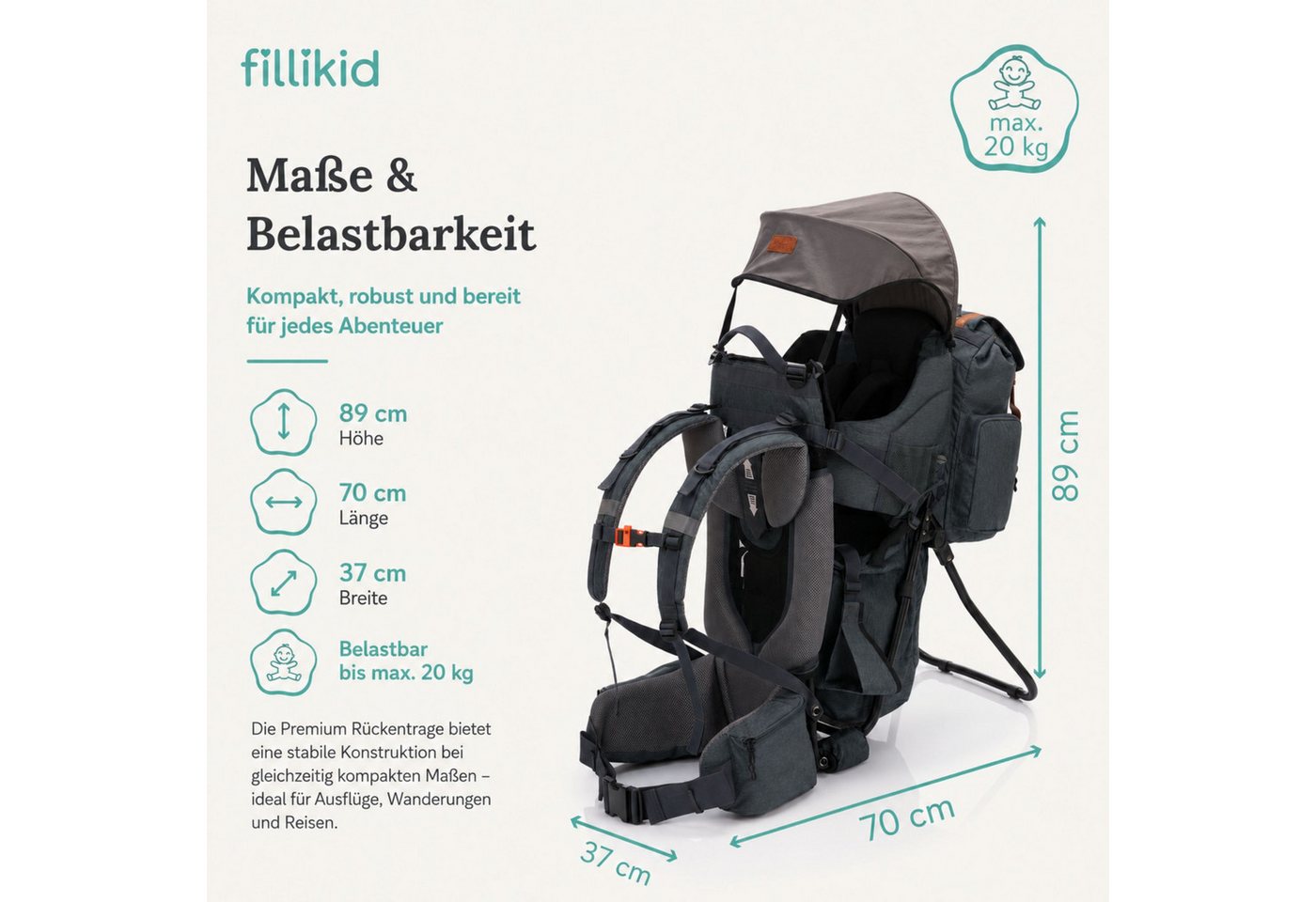 Fillikid Bauchtrage Rückentrage Premium Exclusiv Bild 4