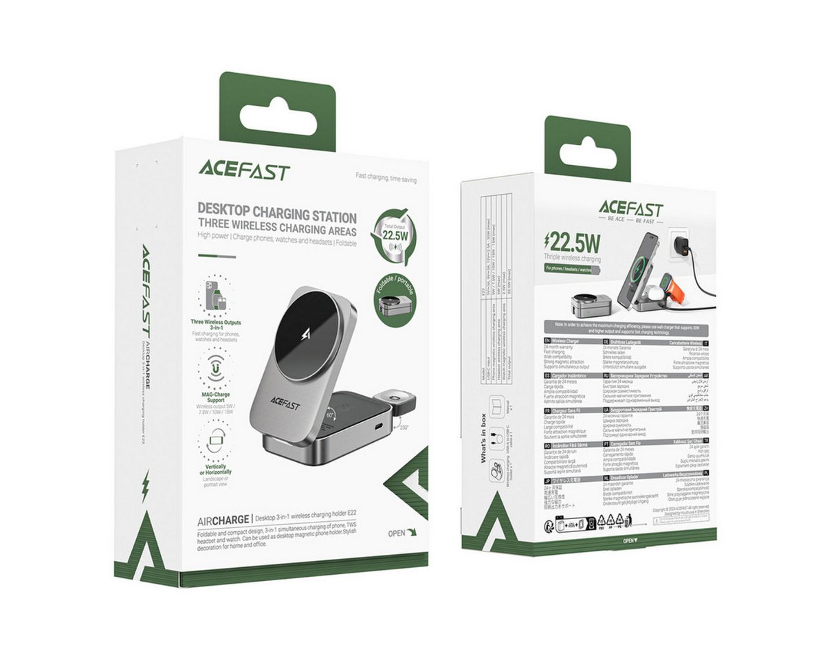 Acefast E22 Induktions-Ladegerät (3000 mA, 3-in-1 Laden mit faltbarem Design)