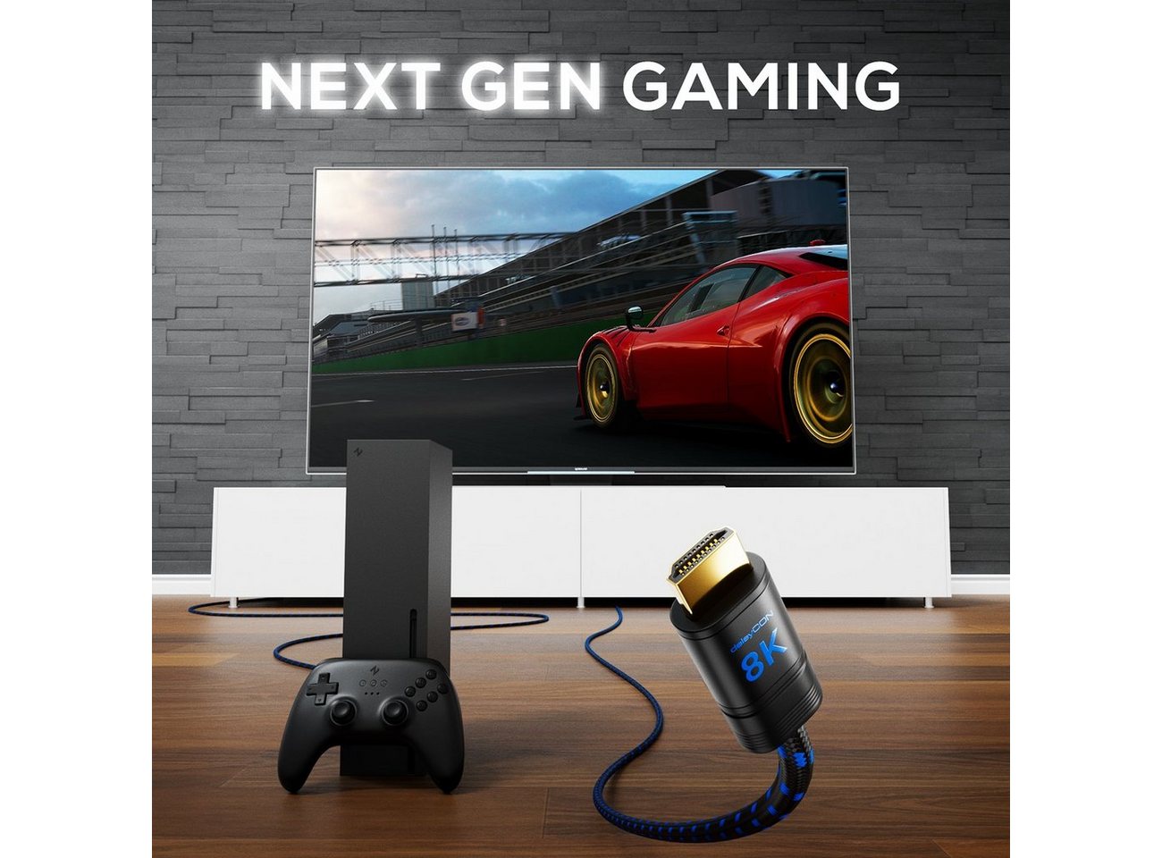 deleyCON deleyCON 0,5m 8K UHD-II HDMI 2.1 Nylon Kabel 8K@60Hz 4K@120Hz HDMI-Kabel Bild 3