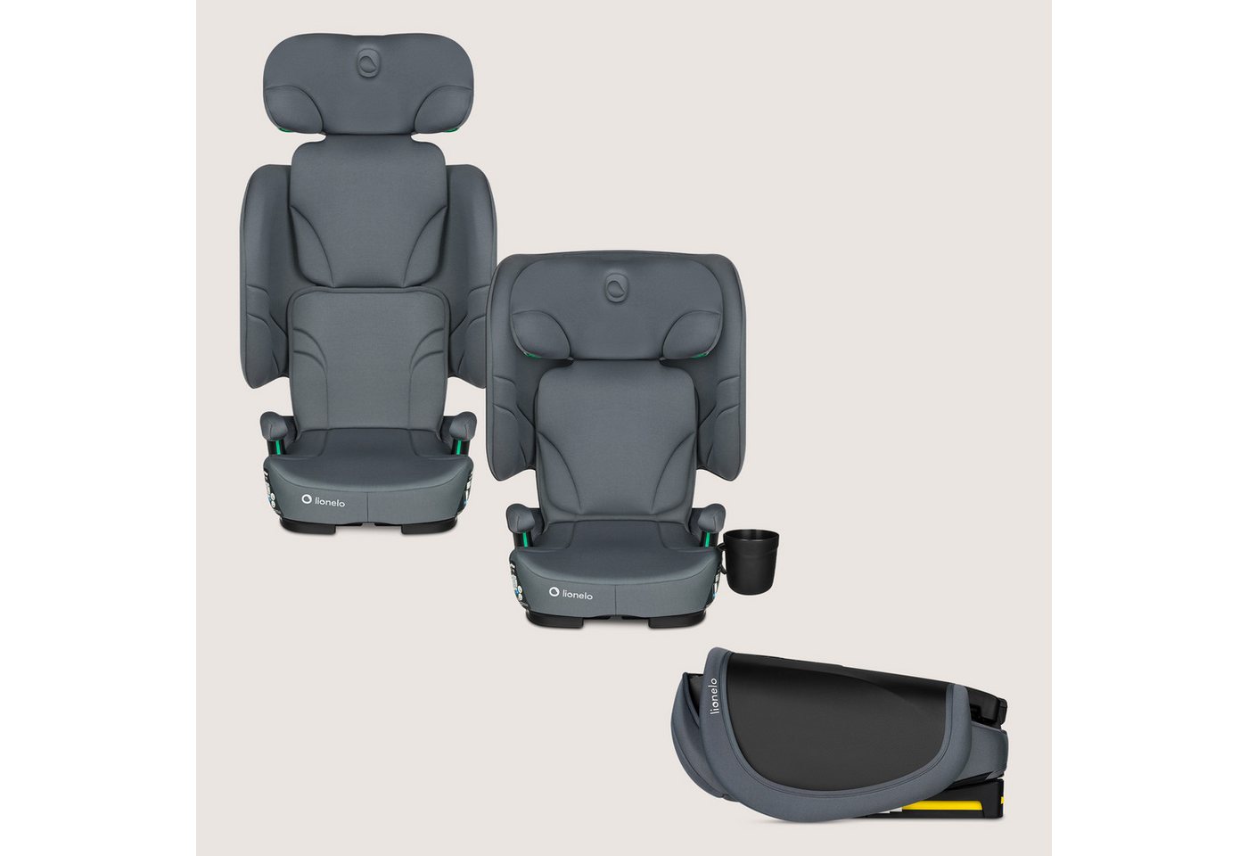 lionelo Autokindersitz ORIN I-SIZE, ab: ab 3,5-4 Jahre, bis: 12 Jahre, ab: 100 cm, bis: 150 cm, (4-teiliges Set), Klappbar/i-Size/14-fach verstellbare Kopfstütze Bild 4
