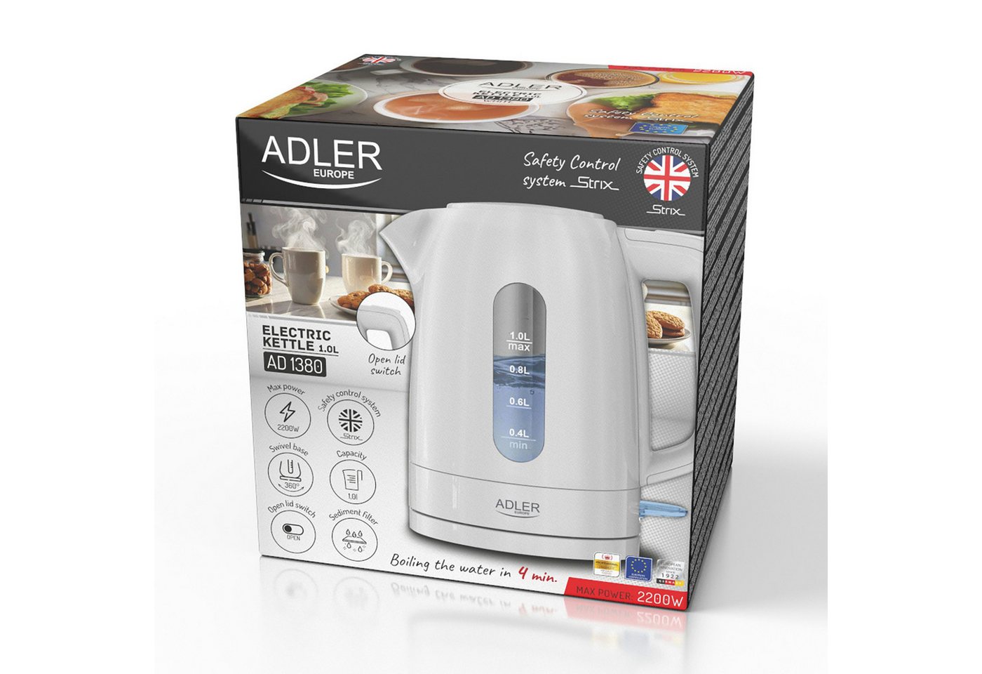 Adler Wasserkocher Adler AD 1380w Wasserkocher 1,0L weiß, 2200W Bild 2