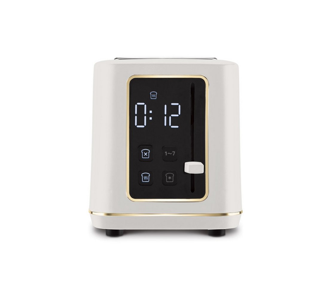 BerlingerHaus Toaster Cremefarben Matt, 2 kurze Schlitze, für 2 Scheiben, 870 W, LED-Display, 7 Bräunungsstufen, Auftau- & Aufwärmfunktion