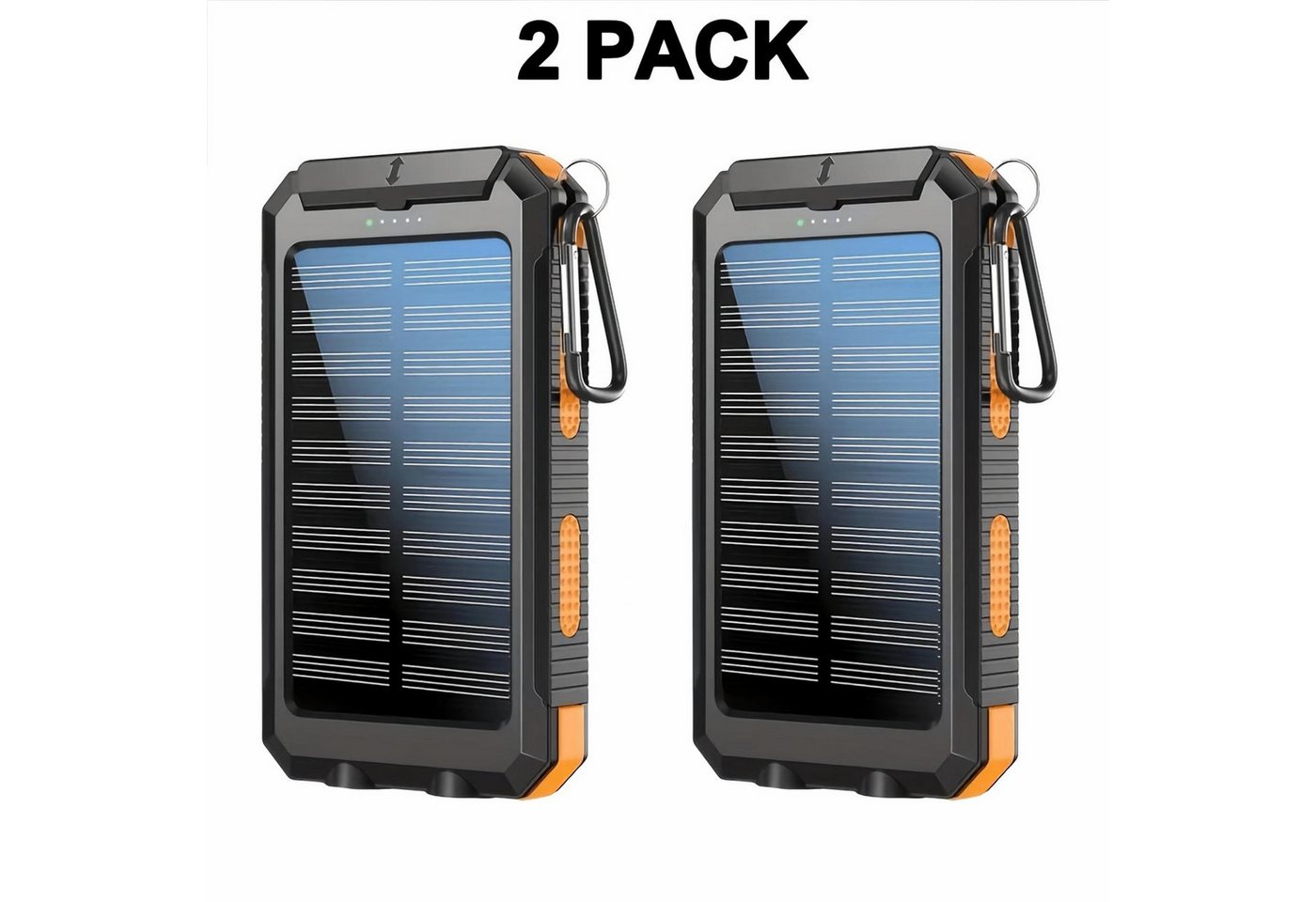 AIBISTAR 2 ser Set Solar Powerbank 20000mAh, LED, wasserdicht, Outdoor Solar Powerbank Solar Powerbank 20000 mAh (2 St), 2*20000 mAh,2 USB-Ausgänge,für Outdoor-Einsatz entwickelt Bild 3