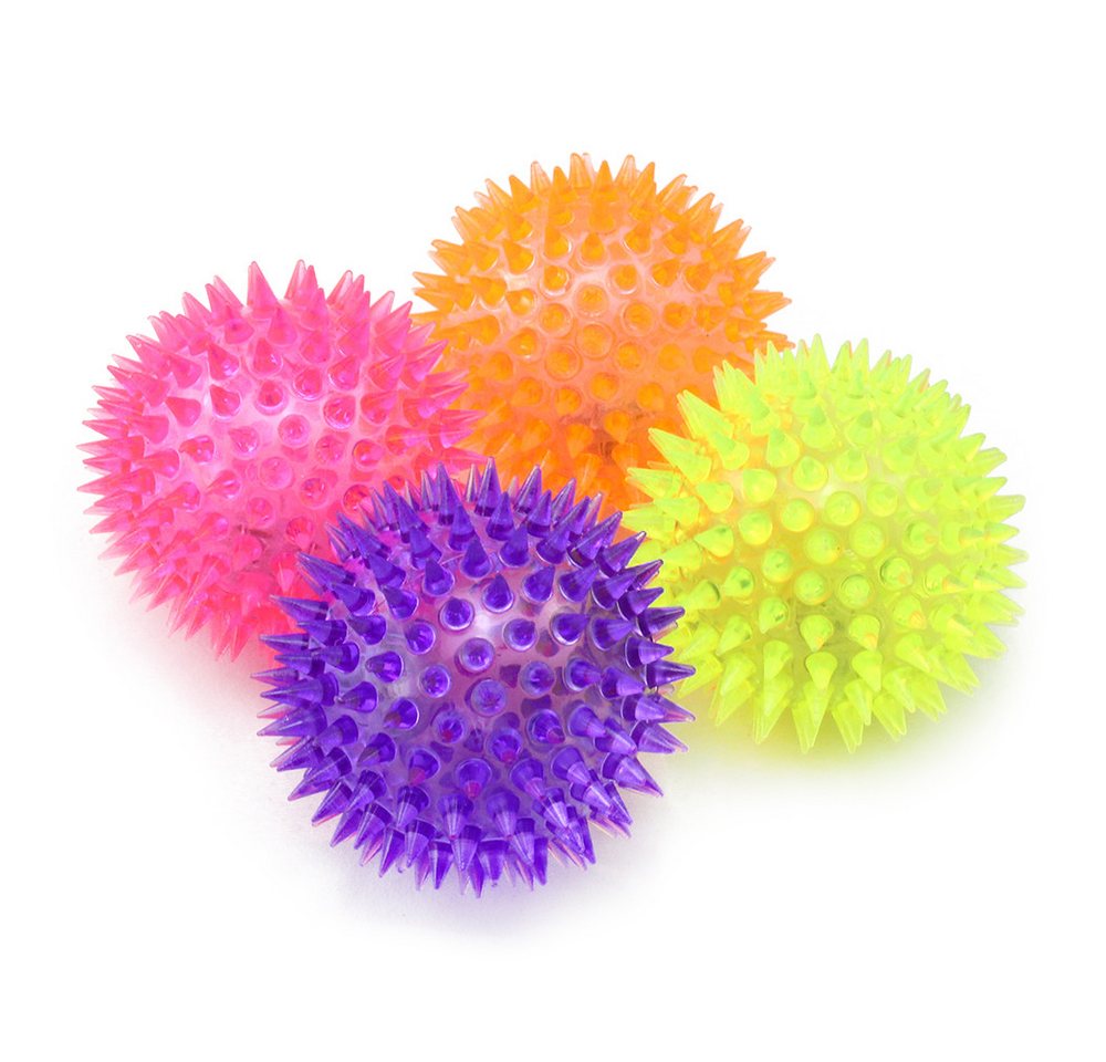 com-four Squashball Blink-Igelball mit LED Licht, Spielball (4-St), Mitgebsel für Kindergeburtstag, Gummiball Spielzeug Bild 5