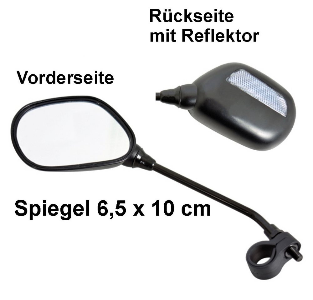 Dresco Fahrradspiegel Fahrradspiegel 6,5 x 10 cm - verstellbar mit Reflektor (1 St), rechts oder links montierbar Bild 2