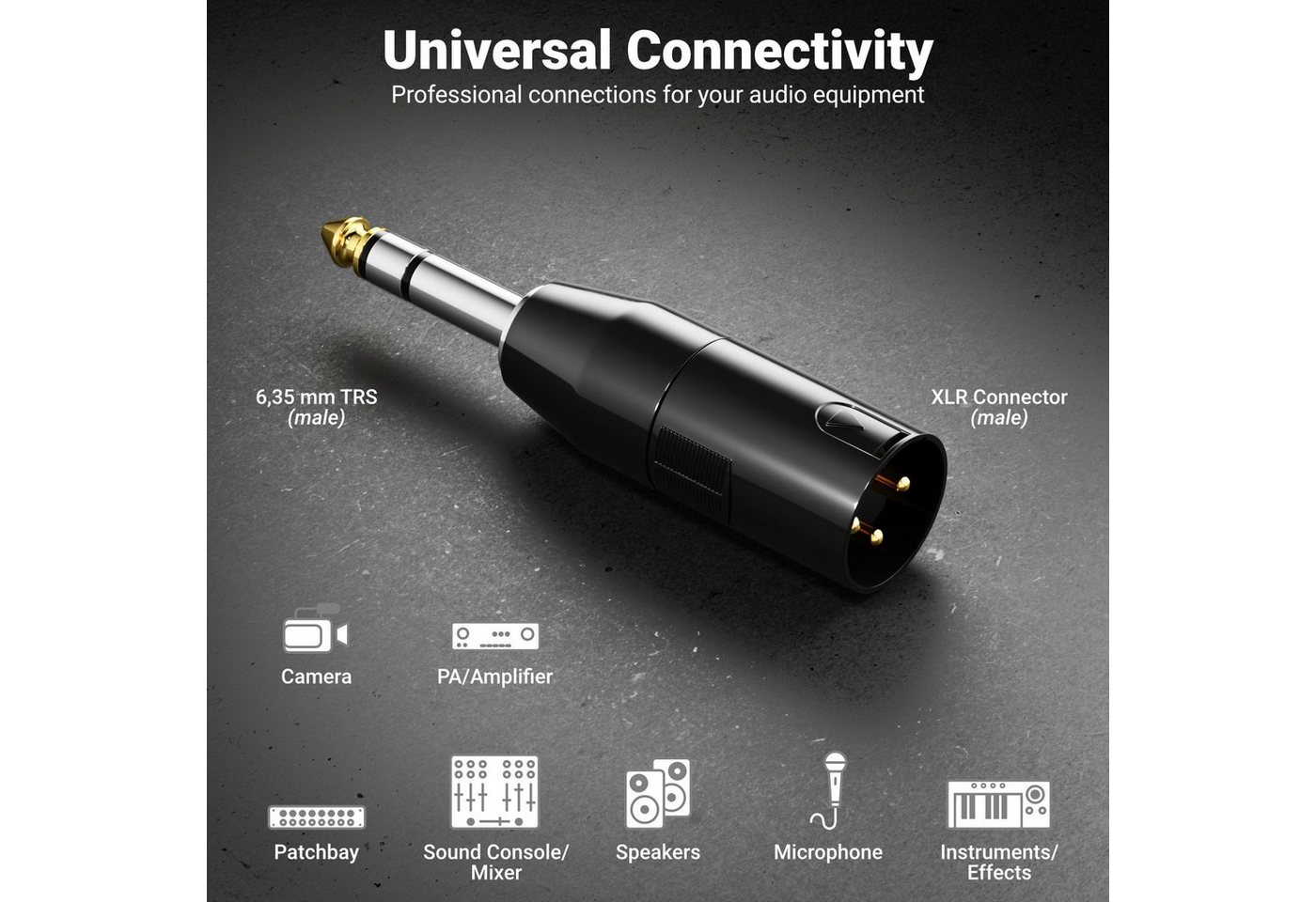 deleyCON deleyCON Audio Adapter XLR auf 6,3mm Stereo Klinke XLR Stecker auf Audio-Kabel Bild 3