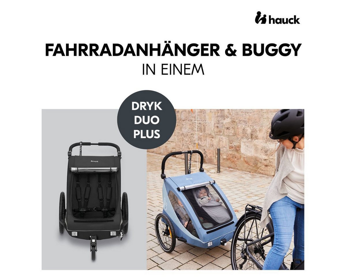 Hauck Fahrradkinderanhänger Dryk Duo Plus - Black, Fahrradanhänger Buggy für 2 Kinder mit Regen-& Sonnenschutz bis 44 kg Bild 5