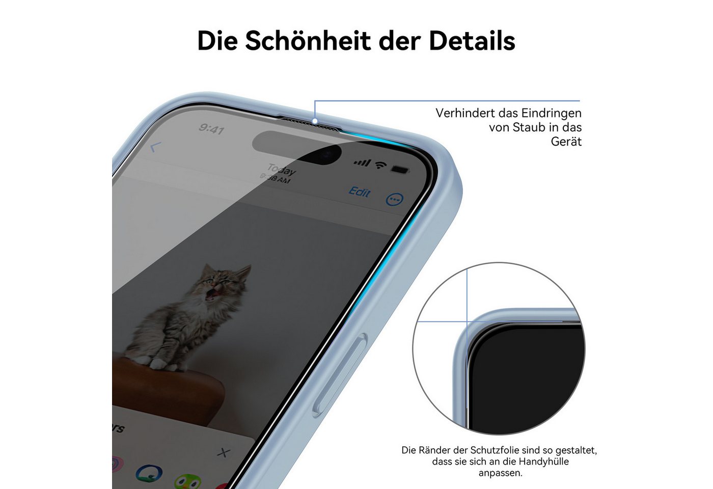 Sytifro Schutzfolie Panzerglas für iPhone 18/17 Serie,10H Härte Schutzfolie,Displayschutz, (iPhone 18 Pro Max/ iPhone 18 Pro/iPhone 17 Pro Max/ iPhone 17 Pro/ iPhone 17 Air/ iPhone 17/ iPhone 16 Pro Max/ iPhone 16 Pro/ iPhone 16 Plus/ iPhone 16, HD- Panzerglasfolie, blasenfrei Displayschutzfolie), 3 Schutzglas + 1 Montagerahmen, Premium Panzerfolie Bild 3