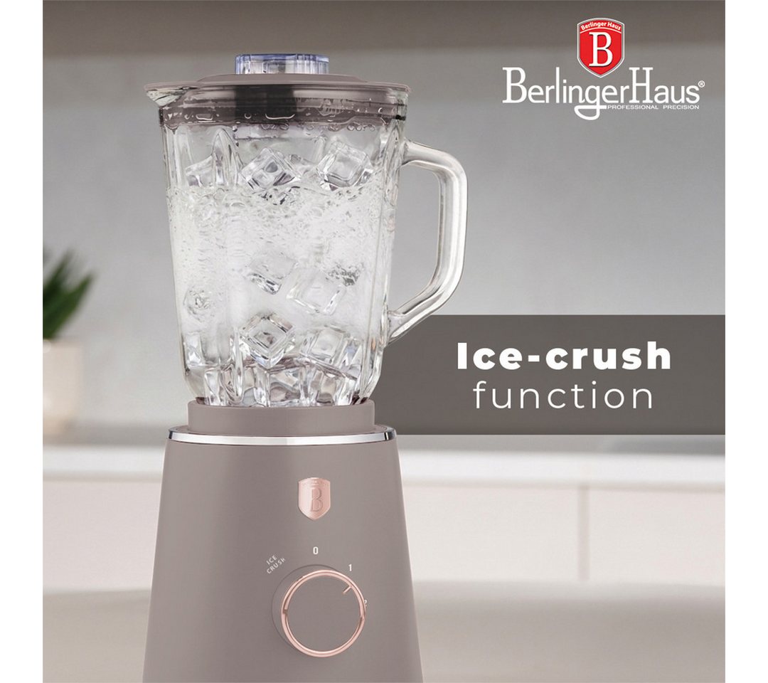 BerlingerHaus Standmixer BH 9819, 1000 W, 1,5 L Glasbehälter, 1000 W, Ice-Crush Funktion, Edelstahlmesser Bild 3