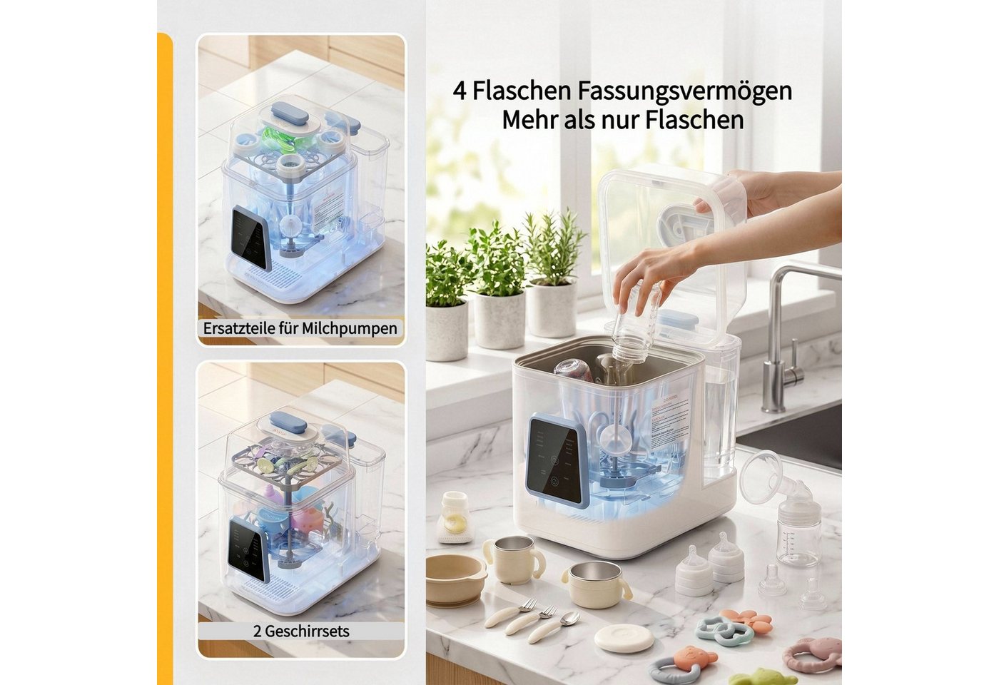 FOHERE Dampfsterilisator All-in-One Flaschenreiniger, Sterilisator und Trockner, 29 Sprühdüsen, 1-tlg. Bild 4