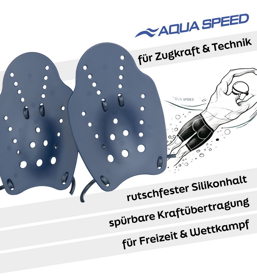Aqua Speed Schwimmhilfe HAND PADDLE Trainingsgerät – Für Triathlon & Technik – Gr. M (Techniktraining im Schwimmen – Für Schule & Leistungssport) Bild 2
