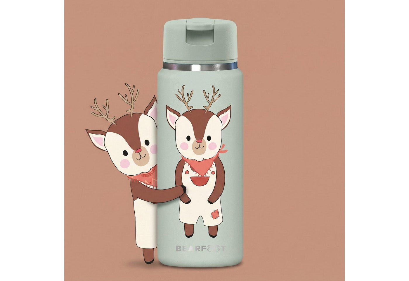 BEARFOOT Trinkflasche TINY Thermo Kinder Trinkflasche Edelstahl - Reh, Thermosflasche, auslaufsicher, Edelstahl, Kinderflasche, BPA-frei
