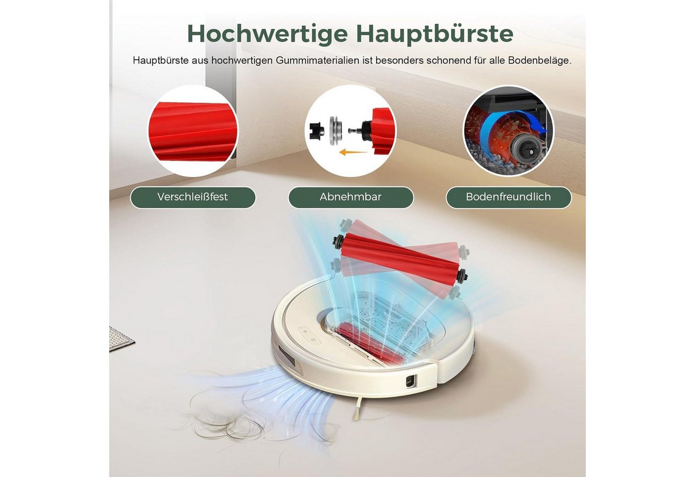 FELIXLEO Staubsaugerdüsen-Set Zubehör für Roborock Qrevo S/Pro/Plus, Hauptbürste & Staubbeutel Set, (1-tlg)