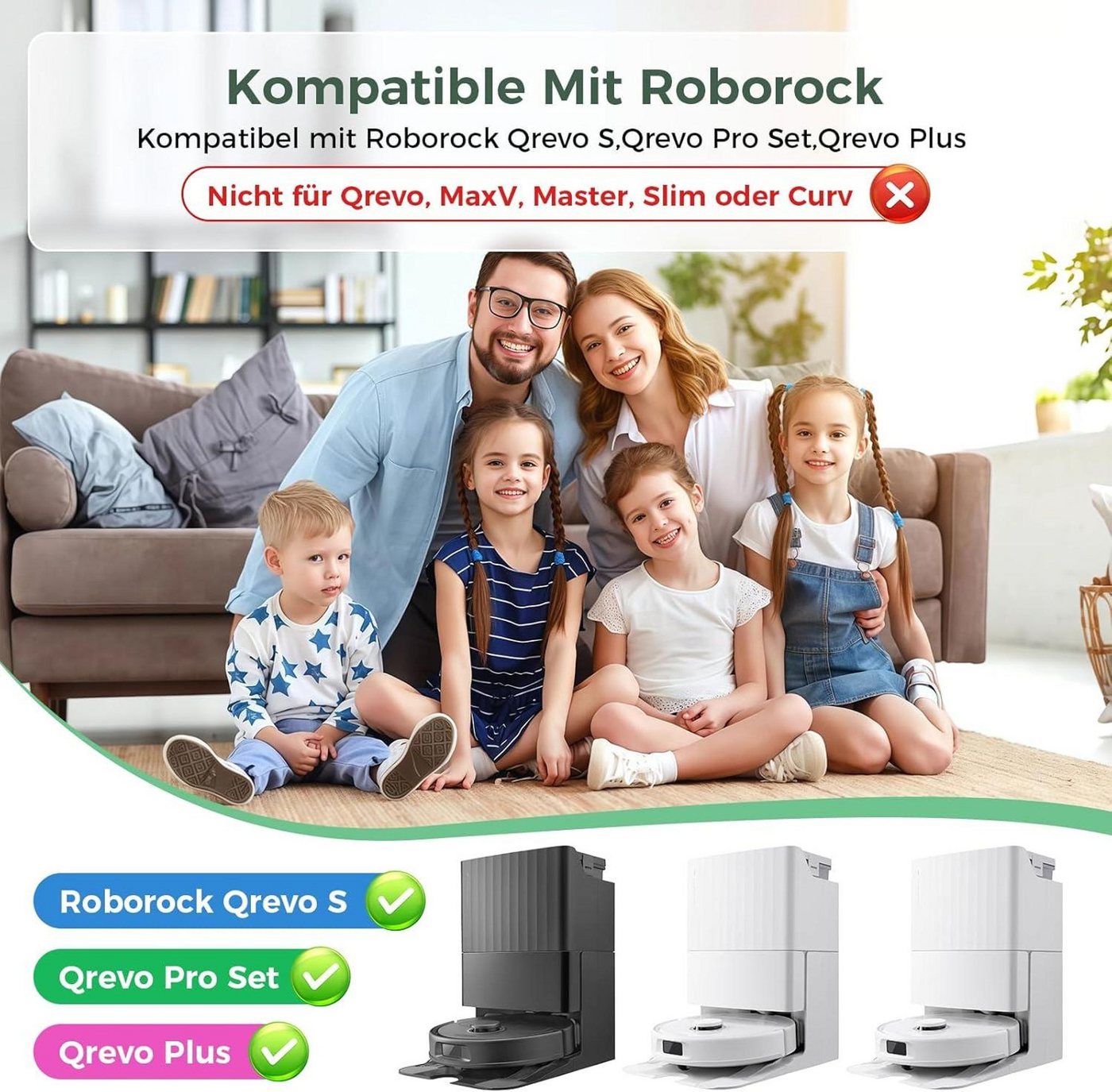 FELIXLEO Staubsaugerdüsen-Set Zubehör für Roborock Qrevo S/Pro/Plus, Hauptbürste & Staubbeutel Set, (1-tlg) Bild 3