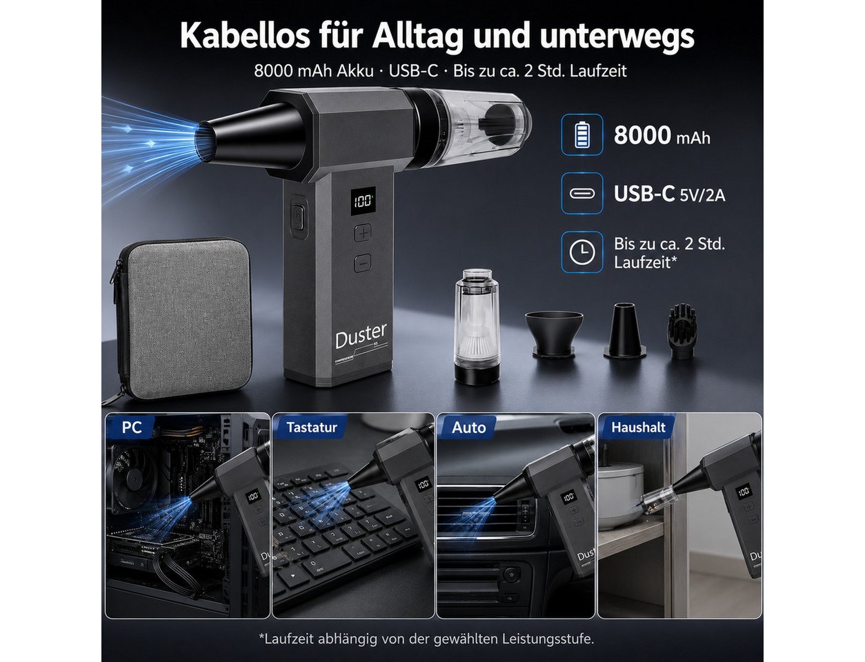 XEOOCE Akku-Handstaubsauger Staubsauger Handstaubsauger Tragbare Elektrische Staubgebläse, mit Beutel Bild 2
