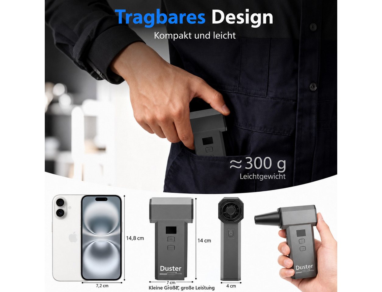 XEOOCE Akku-Handstaubsauger Staubsauger Handstaubsauger Tragbare Elektrische Staubgebläse, mit Beutel Bild 5