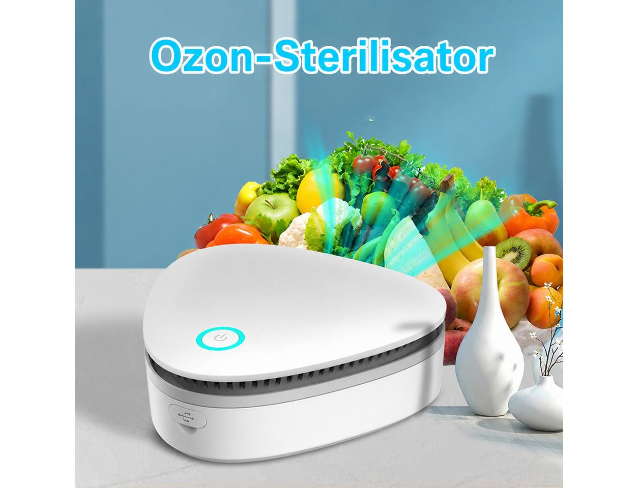 Tekoo Luftreiniger Ozon-Luftreiniger & Geruchsentferner für Auto und Kühlschrank, USB, für 5 m² Räume, Ozon-Technologie, Tragbar, Kompakt Bild 2