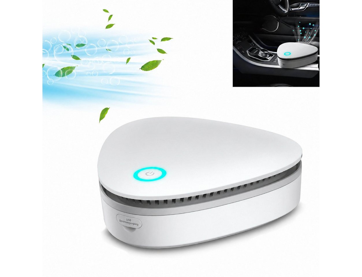 Tekoo Luftreiniger Ozon-Luftreiniger & Geruchsentferner für Auto und Kühlschrank, USB, für 5 m² Räume, Ozon-Technologie, Tragbar, Kompakt Bild 3