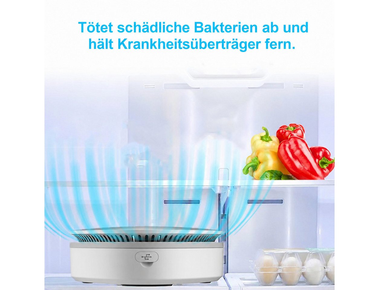 Tekoo Luftreiniger Ozon-Luftreiniger & Geruchsentferner für Auto und Kühlschrank, USB, für 5 m² Räume, Ozon-Technologie, Tragbar, Kompakt Bild 4