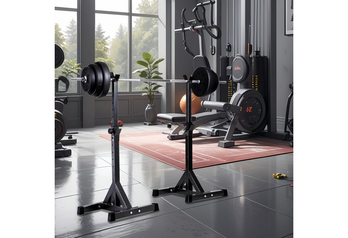 JEOBEST Squat Rack Hantelständer Verstellbare (106-160cm) Langhantelständer, 2 Einzelnen Ständern, Kniebeugeständer, Langhantelablage bis150kg