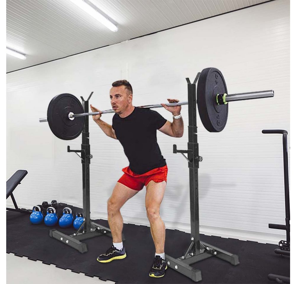 JEOBEST Squat Rack Hantelständer Verstellbare (106-160cm) Langhantelständer, 2 Einzelnen Ständern, Kniebeugeständer, Langhantelablage bis150kg Bild 3