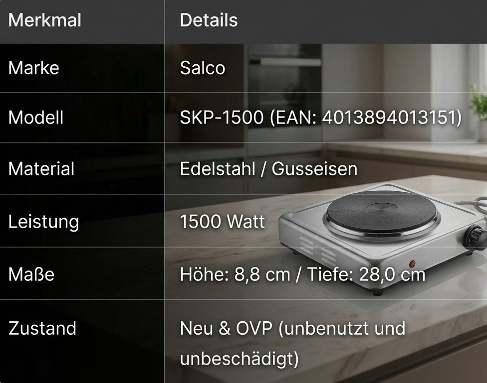 SALCO Einzelkochplatte SKP-1500 Bild 5