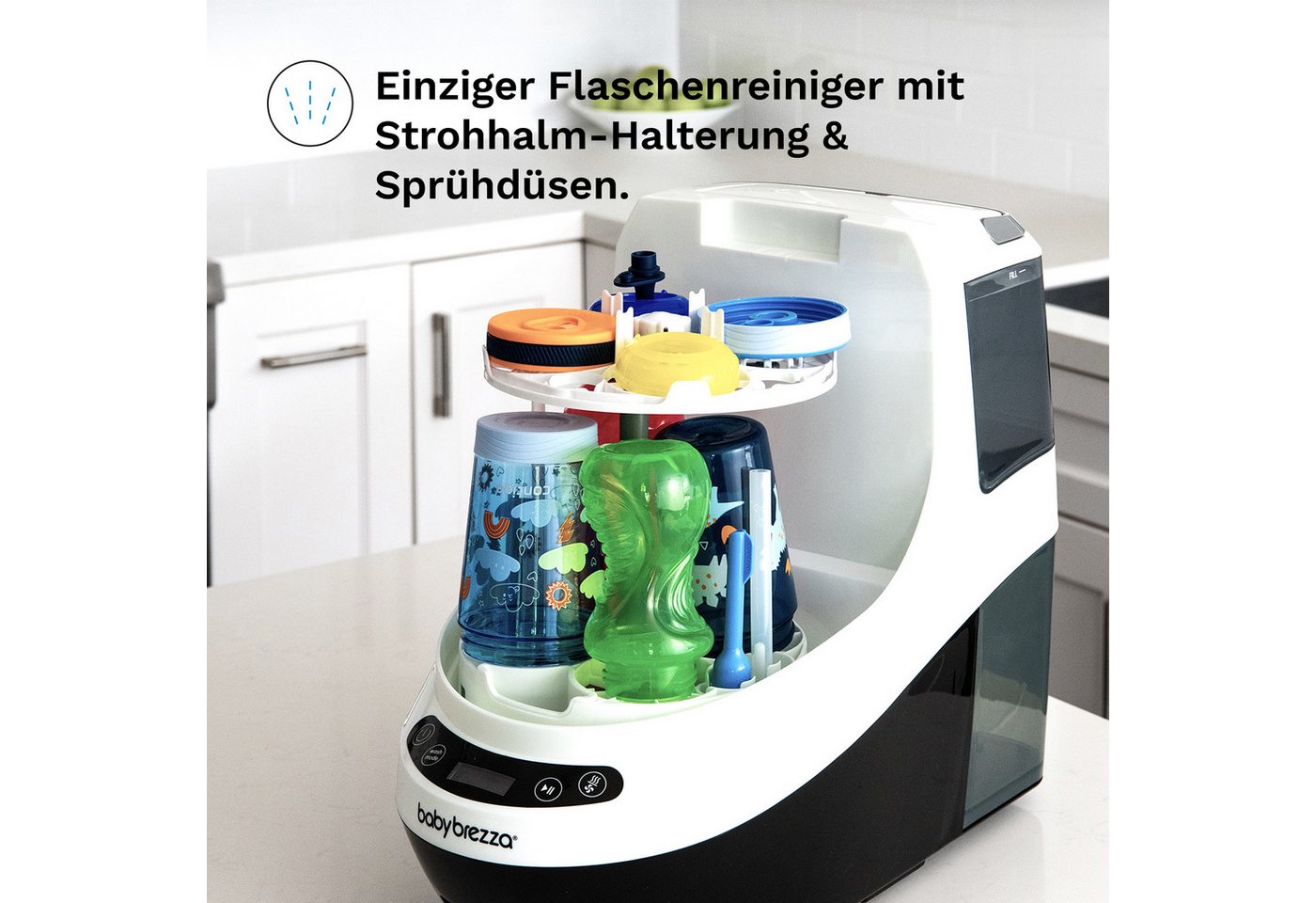 Baby Brezza Wassersterilisiergerät Bottle Washer Pro mit Strohhalm-Reinigungs-Einsatz, All in One - Waschen, Sterilisieren, Trocknen Bild 2