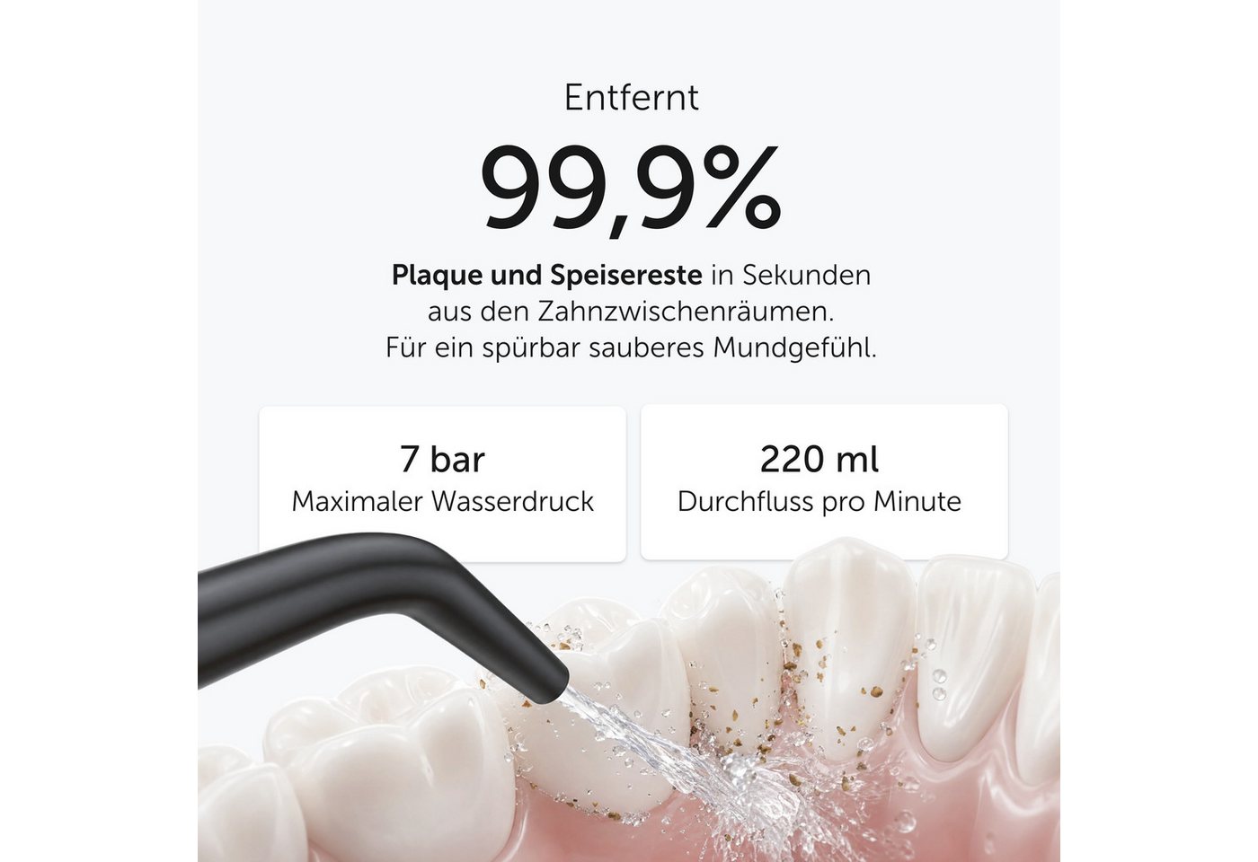 Wondersmile Munddusche Testsieger 2026 - 100 Tage risikofrei testen - SmoothFlow-Technologie, Aufsätze: 1 St., Inteligentes OLED Display