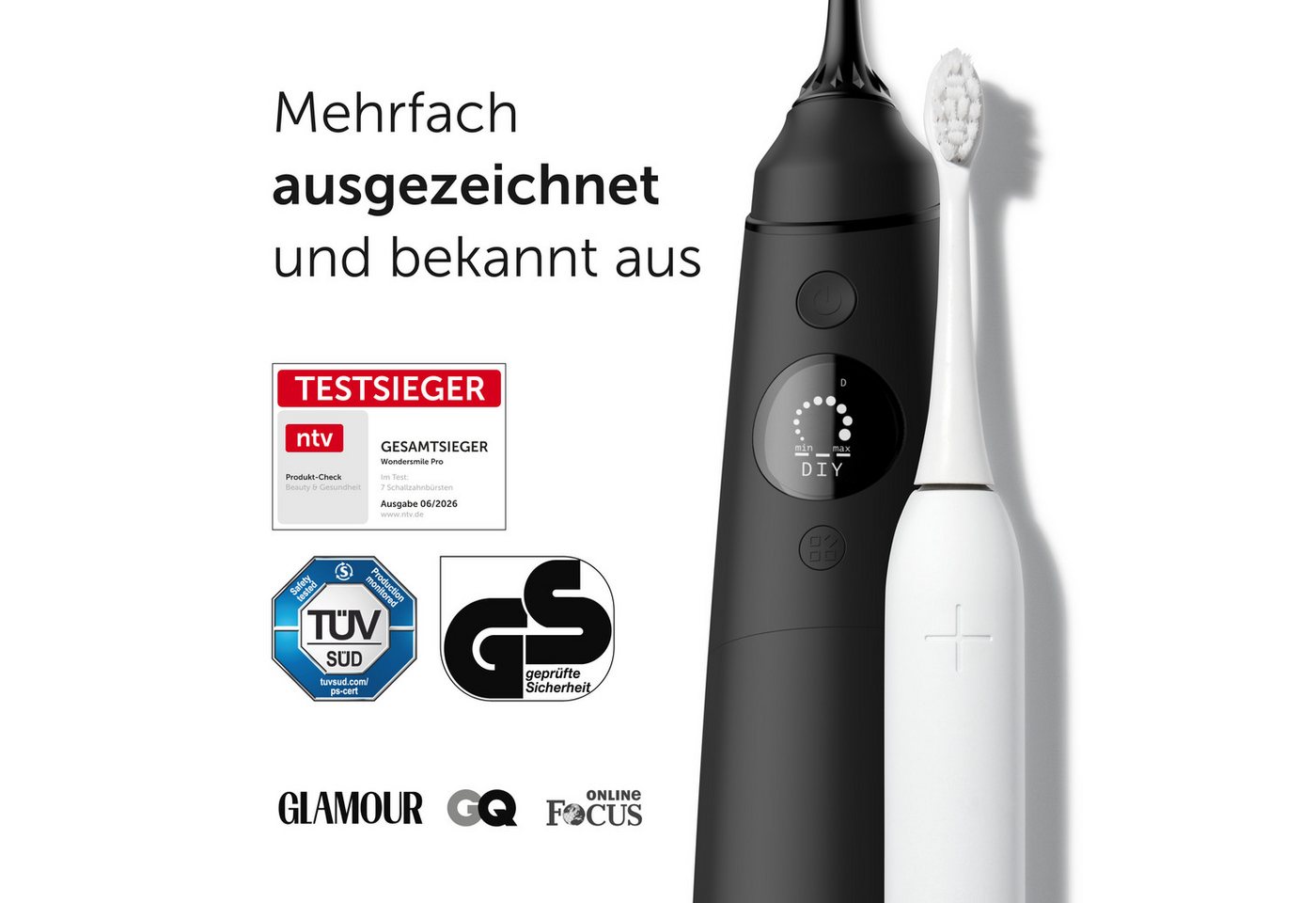 Wondersmile Munddusche Testsieger 2026 - 100 Tage risikofrei testen - SmoothFlow-Technologie, Aufsätze: 1 St., Inteligentes OLED Display Bild 5