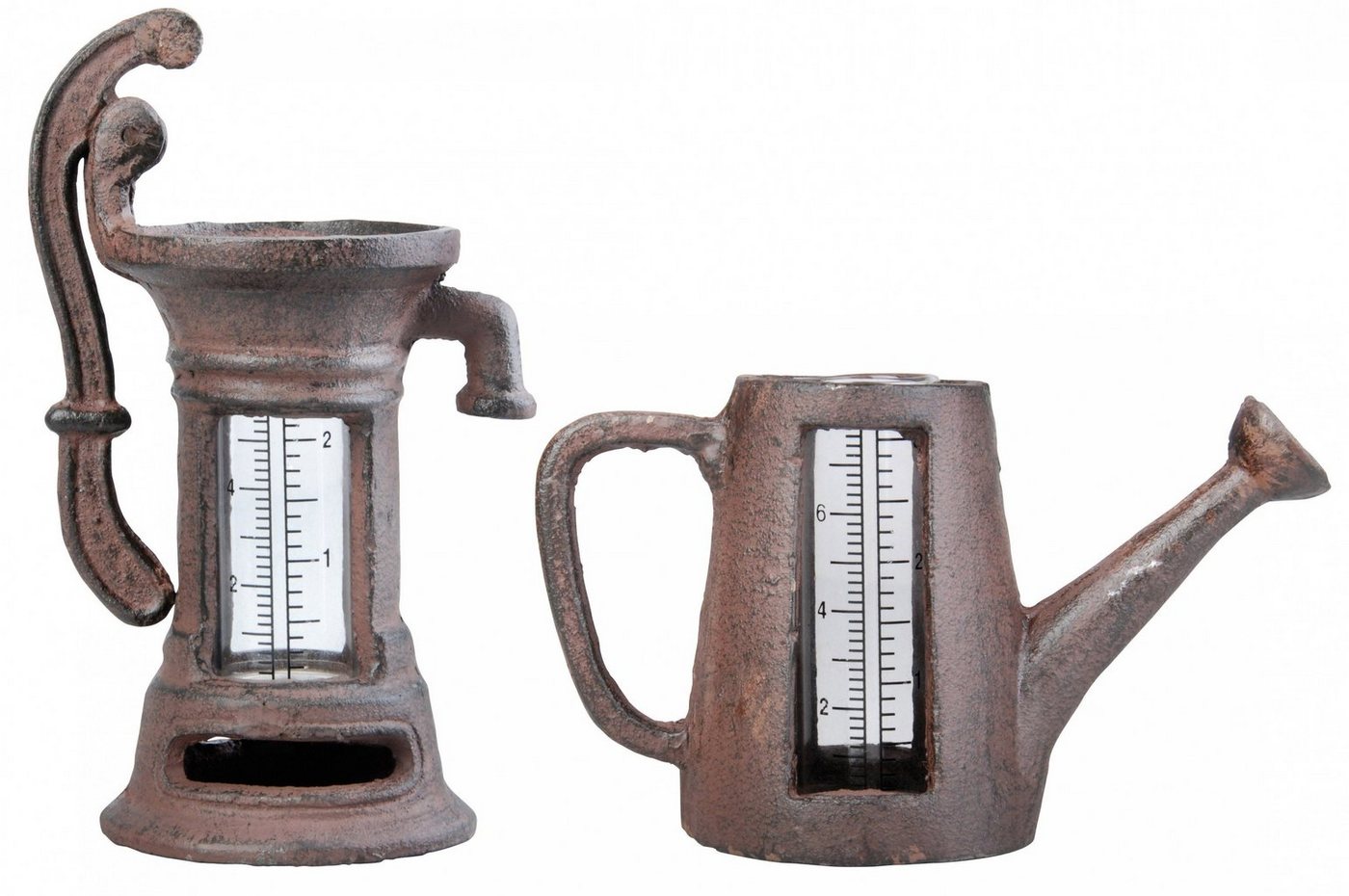 degawo 1 Regenmesser aus Gusseisen. Kanne oder Pumpe mit Glas, Landhausstil Regenmesser