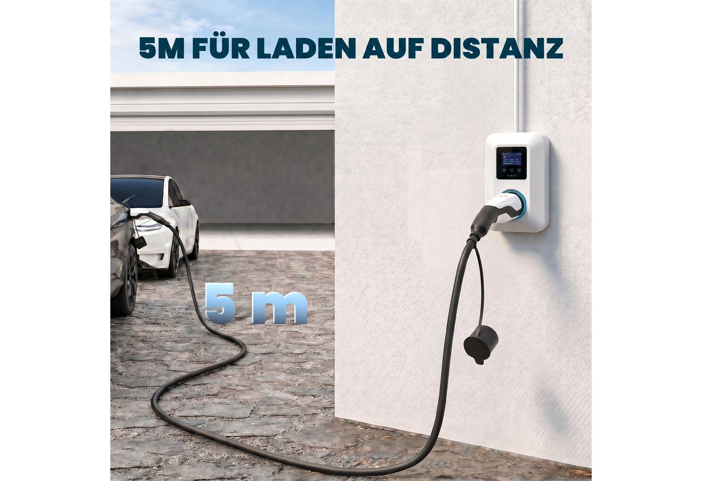 HOMCOM EV Ladekabel mit Reinigungstuch und Tasche Autoladekabel, Typ 2, Typ 2 (500 cm), 11 kW, 3-phasig, IP65, 5 m, Typ 2 Bild 3