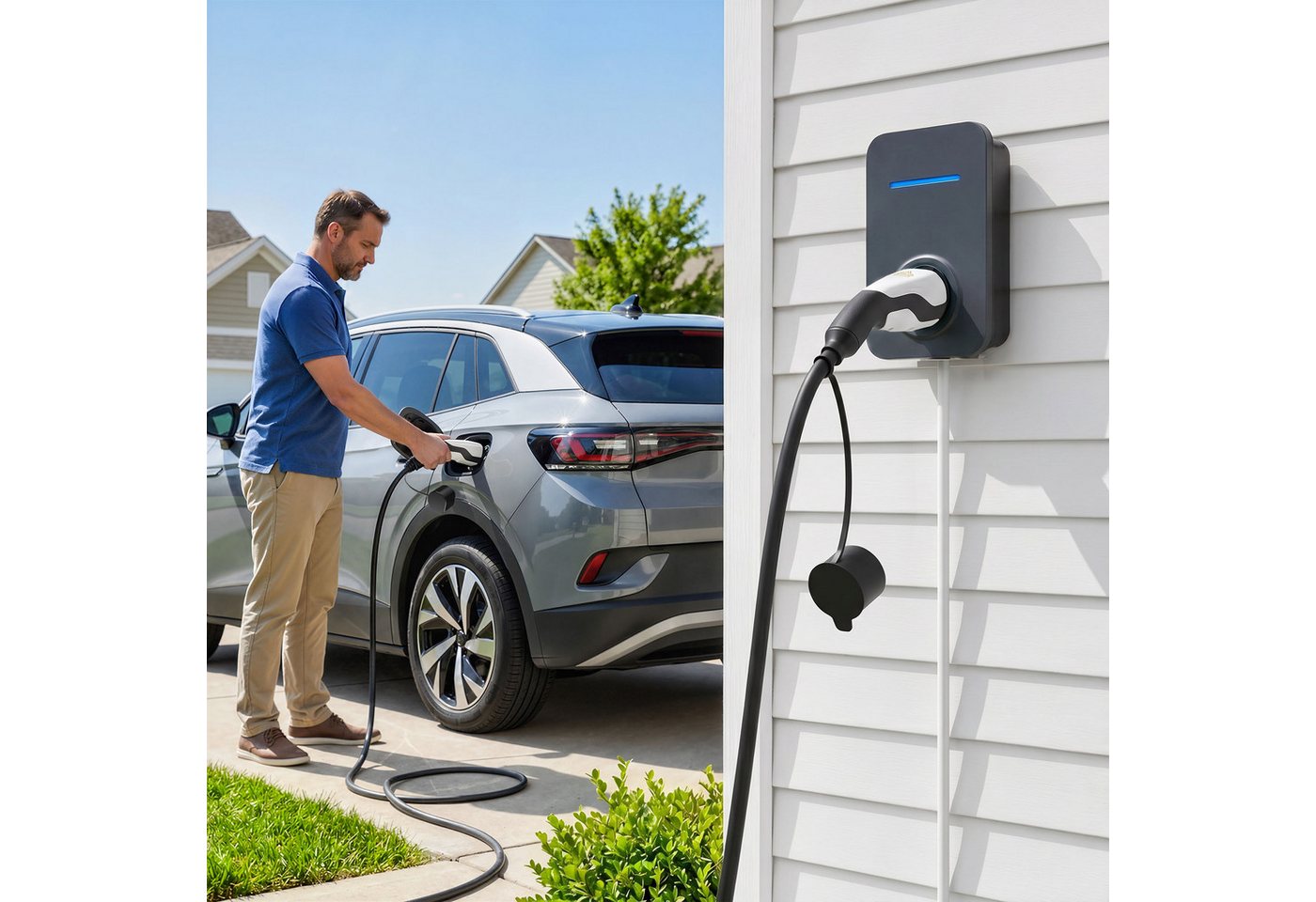 HOMCOM EV Ladekabel mit Reinigungstuch und Tasche Autoladekabel, Typ 2, Typ 2 (500 cm), 11 kW, 3-phasig, IP65, 5 m, Typ 2 Bild 4