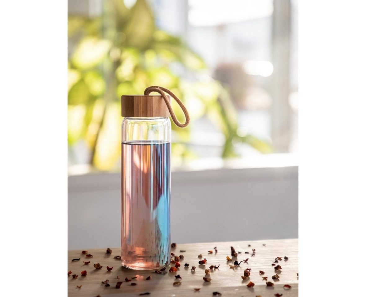 elasto Trinkflasche 0,65 L Wasserflasche Bamboo Glasflsache inkl. Neoprentasche, Made in Germany, Spülmaschinengeeignet, 100% recylebar, Becher Bild 4