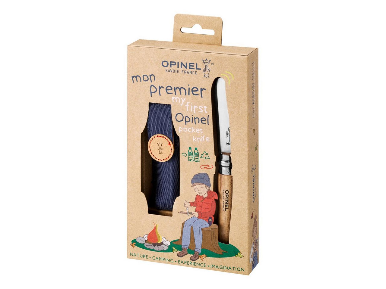 Opinel Universalmesser Opinel No 7 Set Kindermesser Buchenholz natur mit Etui + Kordel