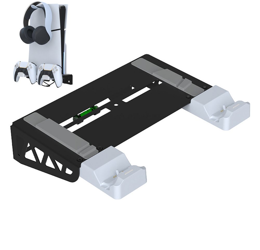 Fyrove Wall Mount Wandhalterung PS5 Slim mit Lüfter mit Controller-Ladegerät Controller-Ladestation (Controller-Ladegerät für PS5, Ladestation PS5 mit Kopfhörerhalterung) Bild 4