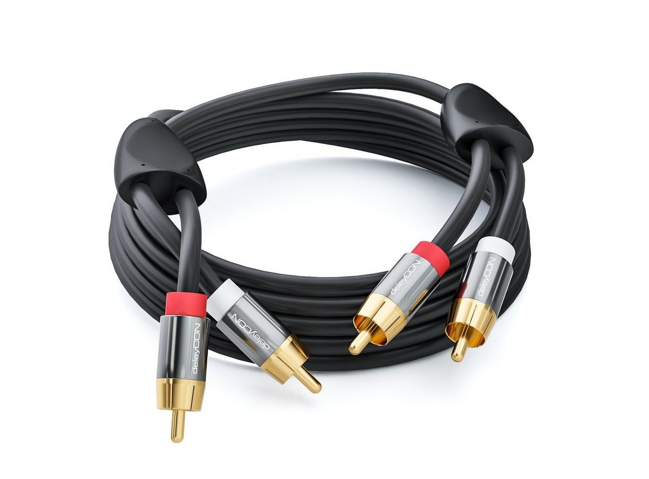 deleyCON deleyCON HQ Cinch Kabel [2m] - 2x RCA Cinch Stecker zu 2x RCA Cinch Audio- & Video-Kabel