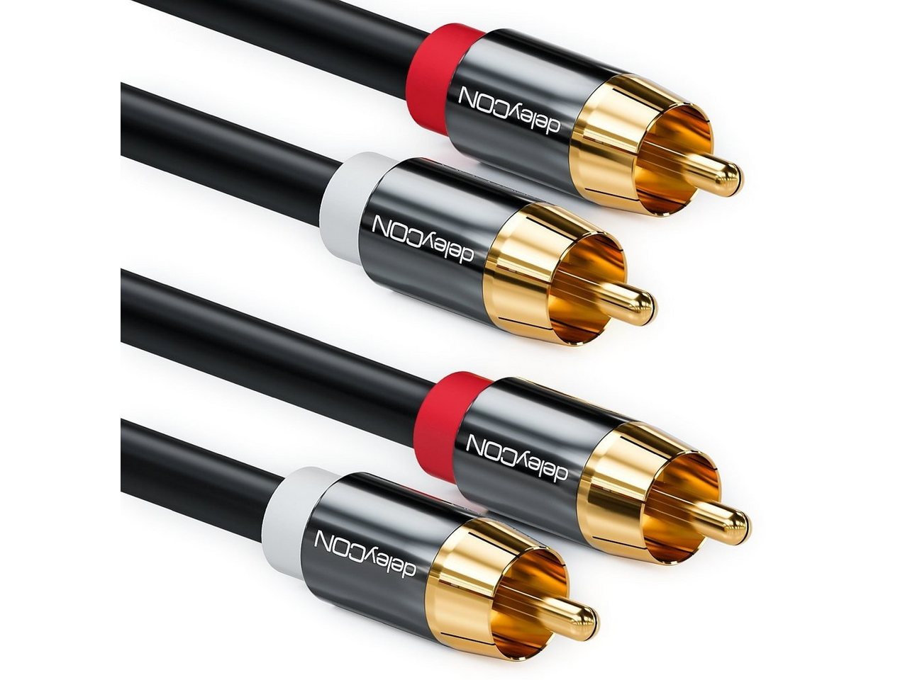 deleyCON deleyCON HQ Cinch Kabel [2m] - 2x RCA Cinch Stecker zu 2x RCA Cinch Audio- & Video-Kabel Bild 2