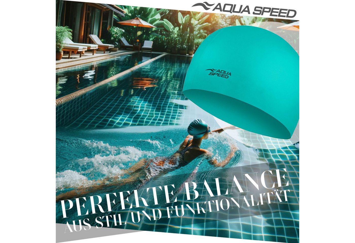 Aqua Speed Badekappe Schwimmhaube Stretch-Silikon Türkis Strapazierfähig & flexibel (Langlebiges Silikon – hält intensives Training aus), Flexibles & widerstandsfähiges Material – ideal für Sport & Freizeit