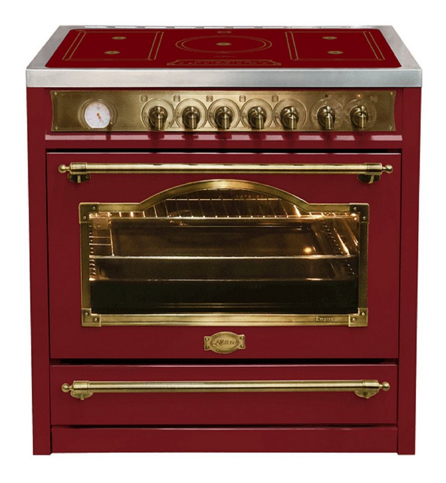 Kaiser Küchengeräte Induktions-Standherd Range Coocker 90cm, Elektro Standherd 90 cm+ Retro Wasserkocher HC 93655 IRotEm+WK 2000 RotEm., mit 1-fach-Teleskopauszug Bild 3