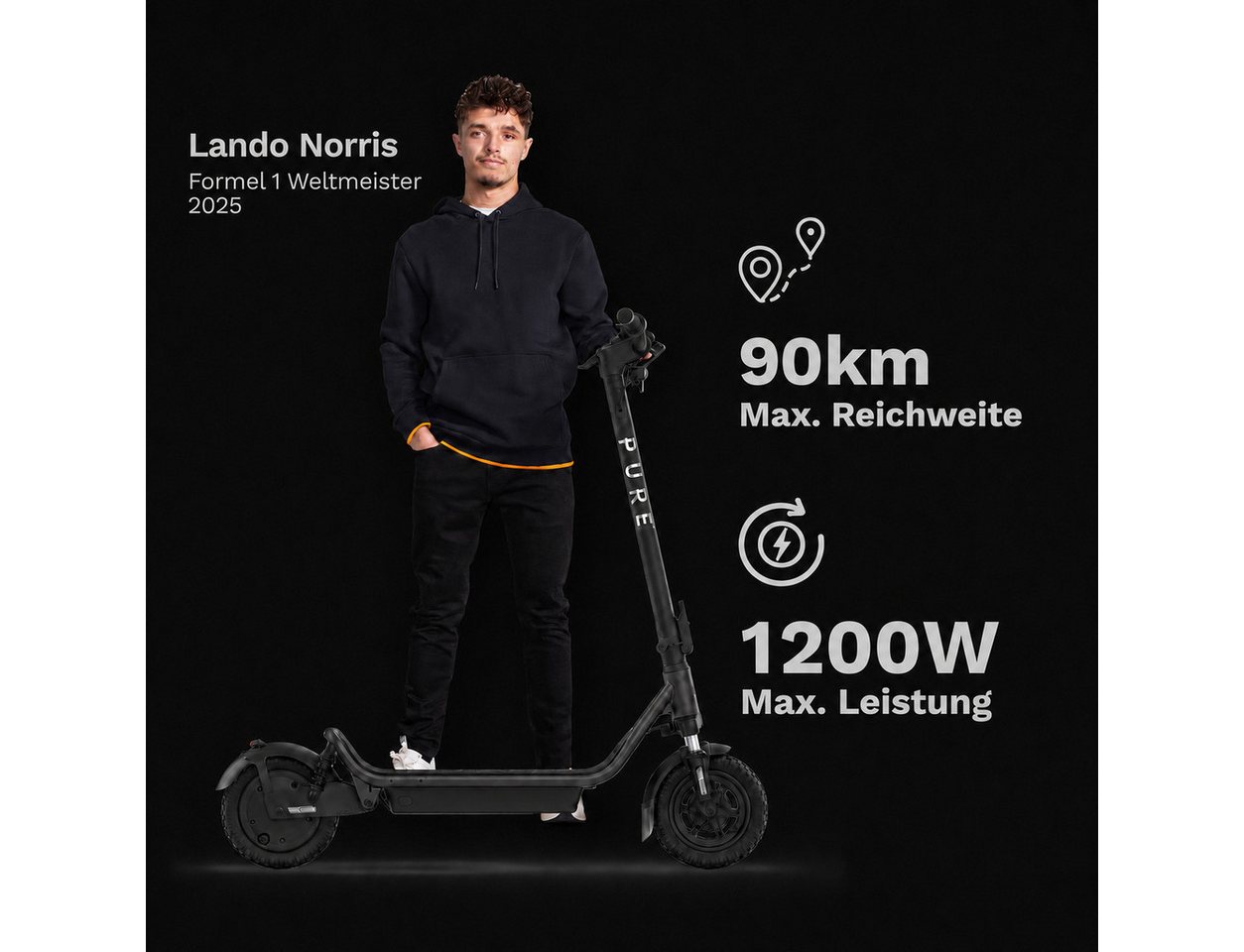 Pureelectric E-Scooter PURE AIR⁶ ULTRA SUSPENSION E-Scooter mit Doppelfederung, Bis zu 90 km Reichweite. Doppelte Federung. 1200W Motor Bild 3